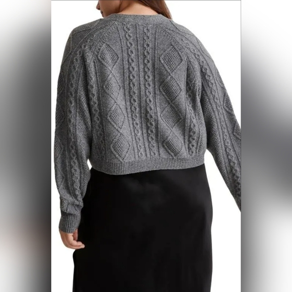 Madewell Women’s Knit Crop Gray Cardigan Sweater, Medium, Sparkle size Medium - Picture 2 of 16